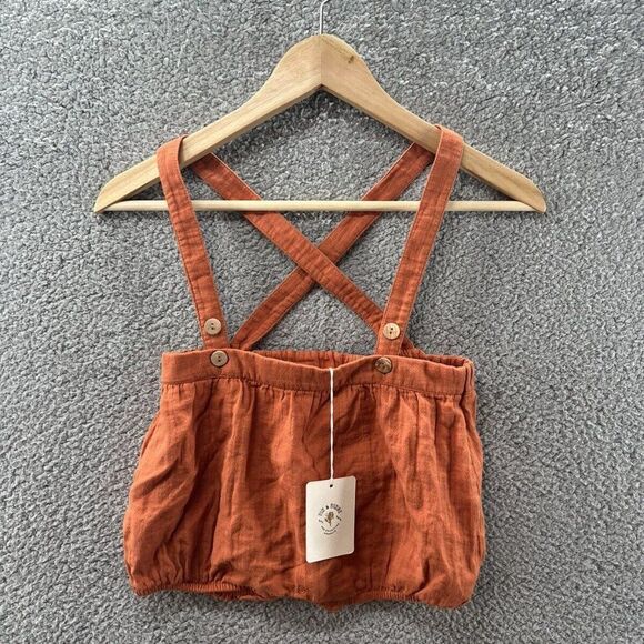 Fin & Vince Baby Suspender Bloomer Short Overalls Ginger Red Size 2/3 Brand New - Picture 1 of 5